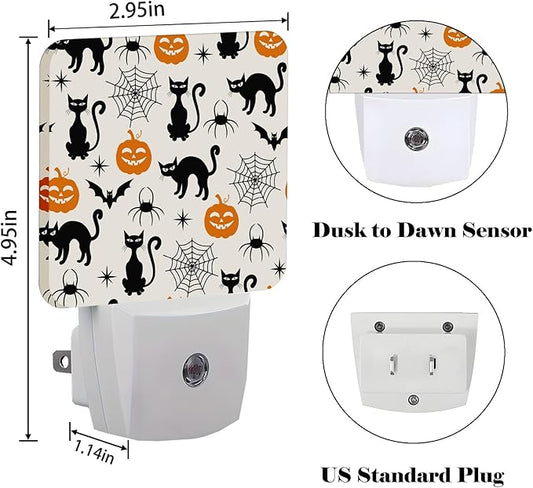 FSHVQKD Halloween Black Cat Night Light,Plug Into Wall for Boys Girls Bedroom Decorative Square Night Light Lamp 0.5w Sleep Friendly