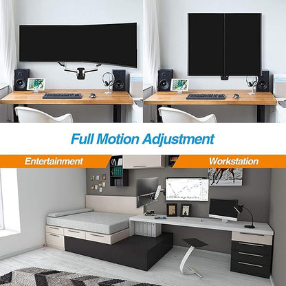 AVLT Dual 13"-32" Monitor Wall Mount fits Two Flat/Curved Computer Screen to Reduce Eye & Neck Strain | Full Motion Swivel Tilt Rotation Height Adjustable Arm | VESA/Cable Management