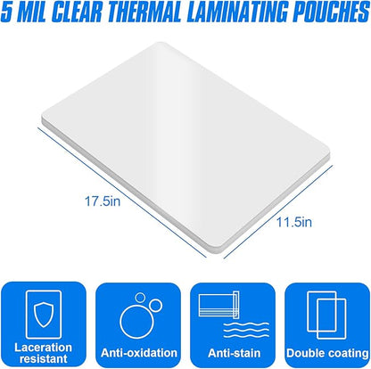 HERKKA 100 Pack Laminating Sheets, Hold 11 x 17 Inch Sheet, 5 Mil Clear Thermal Laminating Pouches 11.5 x 17.5 Inch Lamination Sheet Paper for Laminator, Round Corner