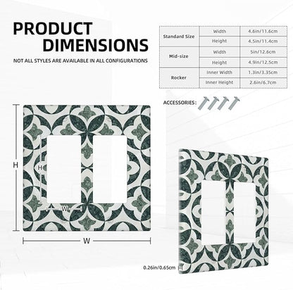 Bvtewkhz Green Luxury Modern Cubic Marble 2 Gang Double Rocker Decorative Light Switch Covers Electrical Faceplate Switch Plates for Bathroom Kitchen Home