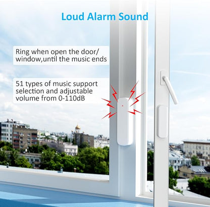 Wireless Door Chime, Door Open Sensor Alarm When Entry Business/Office/Store (500ft Range 51 Ringer Adjustable Volume) Home Alert Bell for Kid/Toddler Safety,2 Receiver +5 Sensor