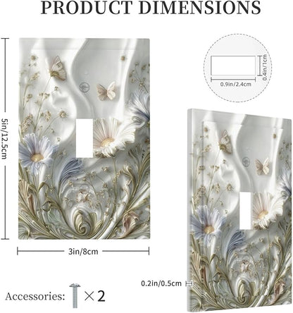 Bvtewkhz Boho Floral Wild Flower 1 Gang Single Toggle Decorative Light Switch Covers Electrical Faceplate Switch Plates for Bathroom Kitchen Home