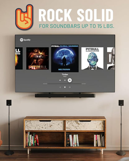 ECHOGEAR Sound Bar Mounting Bracket for Under TV - Adjustable Height & Depth for Max Compatibility Between TV & Soundbar - Dolby Atmos Compatible & Works with LG, Vizio, Bose & More