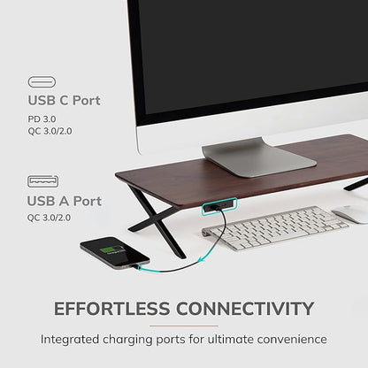 Anji Mountain Monitor Stand - Desktop Organizer & Laptop Riser, Ergonomic Monitor Riser, Space-Saving Monitor Stand for Desk, Durable Construction, Easy Assembly, Ideal for Home & Office,Walnut