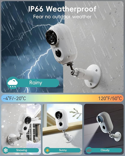 ZUMIMALL Security Cameras Wireless Outdoor, 2 Packs, 2K Cameras for Home Security, Outdoor/Indoor Camera Battery Powered, 2.4G WiFi, Magnetic Mount,3MP Color Night Vision/Siren/PIR/AI/Cloud/Alexa