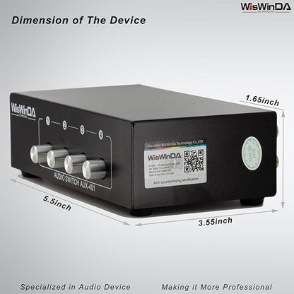4-in 1-Out RCA 3.5mm AuxAudio Switch Box Audio Converter 4 Channels 1-in 4-Out Passive Audio Selector Switcher Box Connectors (RCA+AUX 4IN-1OUT/1IN-4OUT)
