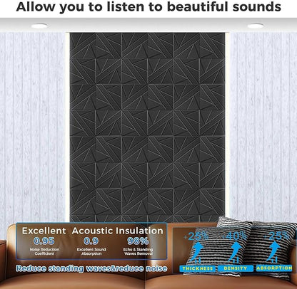 BSHEAD 12 Pack Large Fold Soundproof Wall Panels,12 x 12 x 0.47 in Sound Proof Foam Panels for Walls, 1.2lb/ft³ High Density, Thicker 0.47in, Acoustic Panels, Sound Dampening Panels Gray