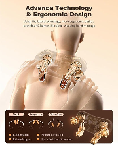 Neck and Shoulder Massager with Heat, Cordless Back and Neck Massager, Upgraded Graphene Heating, 4D Shiatsu Deep Kneading Massage for Shoulder, Back,Leg,Pain Relief, Portable Gifts for Dad Mom Friend