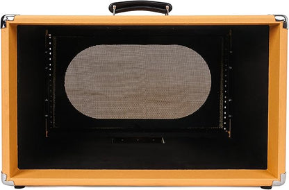 Sound Town Vintage 6U Amp Rack Case, 12.5" Depth with Rubber Feet, Dust Cover, Kickstand, Orange (STVRC-6OR)