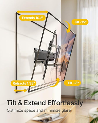 monTEK Heavy Duty Ultra Slim TV Wall Mount for 50-100 Inch TVs Up to 185lbs, Swivel & Tilt & Extension Wall Mount TV Bracket with Articulating Dual Arms, Low Profile Full Motion tv Mount