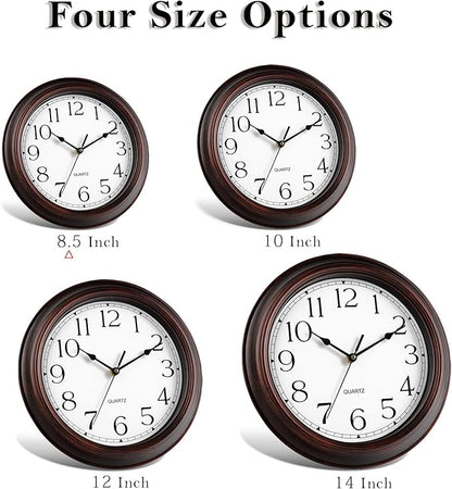 KECYET Wall Clocks Battery Operated Silent Non-Ticking Wall Clock 8.5 Inch Small Vintage Retro Rustic Style Decorative for Kitchen Living Room Home Office (Bronze)