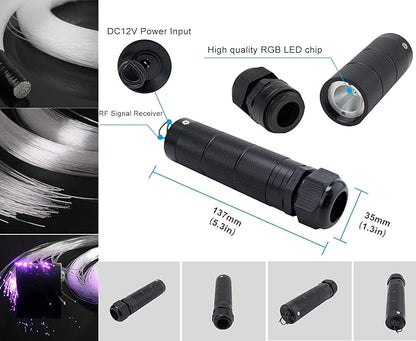Car Use Starlight Headliner Kits, AZIMOM RGBW 6W Fiber Optic Star Ceiling Light Kit 450pcs 0.03in 9.8ft, Bluetooth/APP & Sound Activated Sensory Music Mode Home Roof Ceiling Decor