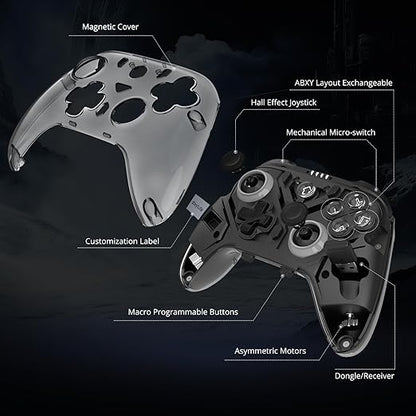 C8 PC Controller - Wireless Bluetooth Gamepad - Hall Effect Joystick RGB Backlit - 1000Hz Polling Rate -Dual Vibrate Macro Buttons for PC, Switch, Switch 2, Steam Deck, Android, iOS, MAC &Tesla Charging Dock