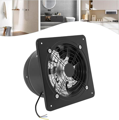 XUFOPLY 9.84 Inch Exhaust Fan, 110V 100W Wall Mounted Vent Fans 2600RPM Kitchen Bathroom Windows Fan Metal Extractor Fan for Attic, Garage, Window Ventilation (Black, 9.84 Inch)