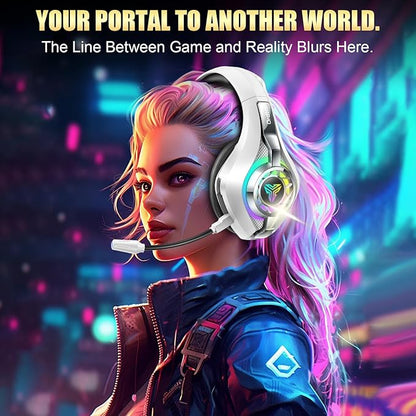 Ordtop 2.4GHz Wireless Gaming Headsets for PS5/PS4/Switch, 2026 RGB Noise Cancelling Over-Ear Headphones with 7.1 Surround Sound, 40mm Drivers, 276g Ultraligero, Memory Foam, 45H Gaming Headphones