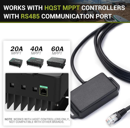 HQST Bluetooth Module with RJ12 Communication Port for HQST MPPT 20A 40A 60A Solar Charge Controllers, BT Module for APP Monitoring & Setting Parameters