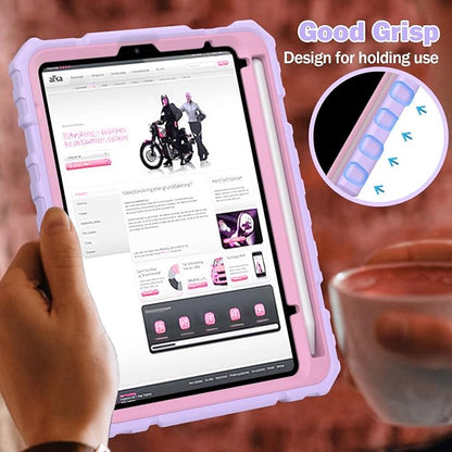 Grifobes Case for iPad Mini 7 (A17 Pro) 2024 / Mini 6 2021 8.3 inch, Heavy Duty Shockproof Rugged Cover with Pencil Holder Stand, for I Pad Mini 7th/6th Gen 8.3" Case for Kids Girl (Purple)