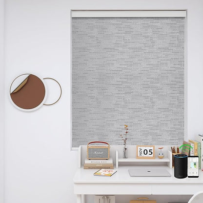 ZSHINE Motorized Blackout Window Blinds Customize Width Remote Control Wireless and Rechargeable Window Roller Shades for, Home, Office, Hotel, Club, Restaurant and Cinema(82012C)