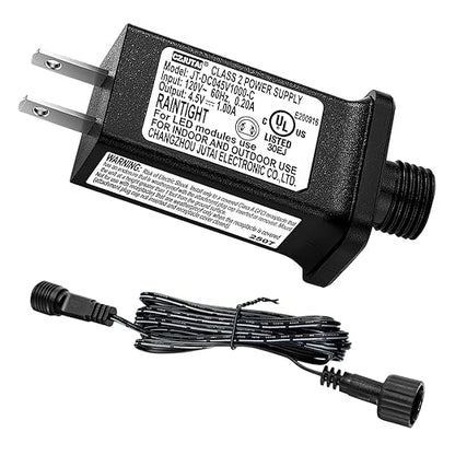 4.5V 1A LED Controller with Extension Cord, Replacement Model JT-DC45V1000-C Class 2 Power Supply IP44 LED Light Controller Low Voltage Transformer for Halloween Christmas Holiday String Light