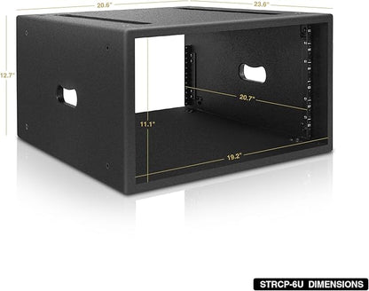 Sound Town 6U PA/DJ Rack/Road Case with 6-Space, Industry-Grade 0.7" (18mm) Plywood with Polyurea Coating, 20.7" Rackable Depth - Pro Tour Grade (STRCP-6U)