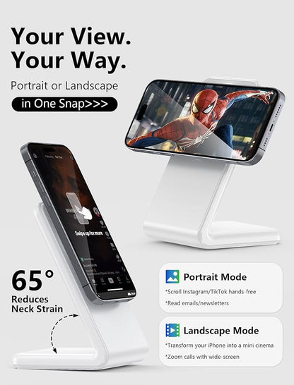 Mag.Safe Charger - iPhone Charger Stand, Magnetic Fast Wireless Charger for iPhone 16/15/14/13/12 Series - White