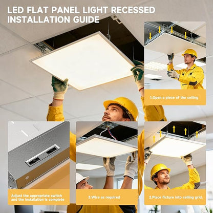 2 Pack 1x4 LED Flat Panel Light Drop Ceiling Office Fixture,Surface Mount Drop Ceiling Fixture,5040LM, 20W/25W/30W/35W/40W Selectable,3000K/3500K/4000K/5000K/6500K 5CCT,Dimmable (0-10V),ETL Listed