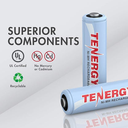 Tenergy Rechargeable Battery and Charger Combo TN162 - 8-Bay Smart AA/AAA NiMH/NiCd Charger + 8 pcs AAA NiMH Rechargeable Batteries