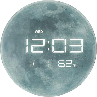Nbdeal 13" Digital Wall Clock with LED Display, Calendar & Temperature, Automatic Dimming, 12/24hr Format, Wall & Desk Use - HUI-7860