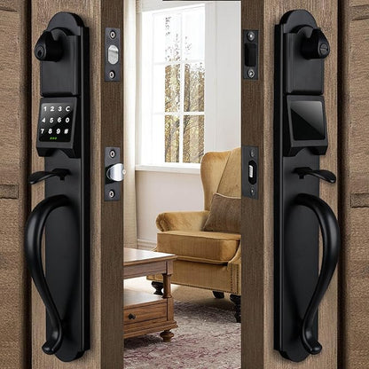 HISAFE (Left Hand) Keyless Entry Door Lock with Handle Sets, Electronic Smart Exterior Door Handleset with Keypad