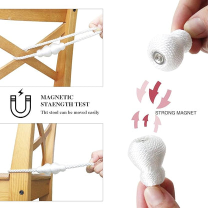Nieffeiy Magnetic Curtain Tiebacks Outdoor Curtain Tie Backs Rope Decorative Magnetic Curtain Holders for Drapes Window Treatment Holdbacks, White 6Pack