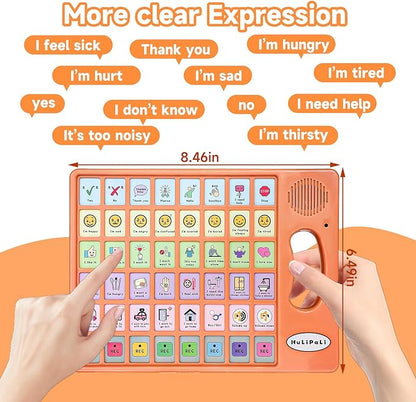 AAC Device for Autism with Grip Handle - 40 Pre-Installed Buttons & 8 Programmable Keys, Non-Verbal Communication Tool for Speech Therapy, Stroke Rehab & Aphasia, Adjustable Volume Talking Aid