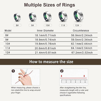 Smart Ring for Women Men, Fashion Minimalist Fitness Ring & Sleep Tracker Ring with Heart Rate, Blood Pressure, Waterproof Health Ring, Birthday Gift for Women Men, No Subscription (Size 9, Silver)