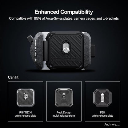 PGYTECH Quick Release Clamp V2, Compatible for Arca Swiss Plate Camera Mount Adapter with 1/4" to 3/8" Screw Thread for Tripods/Gimbals/Sliders/Stabilizers(Only Clamp)