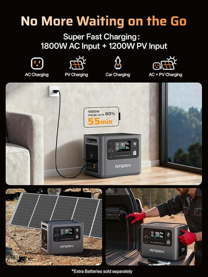 AFERIY 2800W Portable Power Station,2026 Upgraded Version of P210,2048Wh LiFePO4 Battery,Expandable to 10kWh,1800W AC Charging,UPS Solar Generator for Home Use,Power Outages,Camping,and RVs