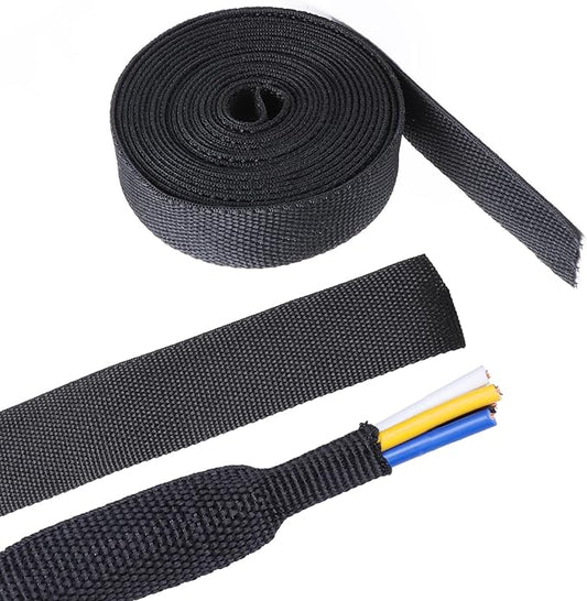 Sonoreboom 2 in 1 Heat Shrink Braided Sleeving Fabric Tubing-Ideal fit Irregular Shape Hose/Cable/Wire (3/4"(19mm), 14FT)