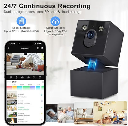 Jqimn 2K Security Camera Indoor - 5G&2.4G WiFi Cameras for Home Security, Pet/Dog/Baby Monitor with Phone APP 360Pan/Tilt, One-Tap Call 911, Al Motion Tracking, 24/7 Recording, Night Version
