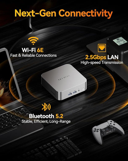 GEEKOM A8 Mini PC with AMD Ryzen 7 8745HS (Beats 6800H), 16GB DDR5 RAM (Upgradable, Not LPDDR) 1TB NVMe SSD, Windows 11 Pro Desktop Computer for Home&Business, USB4, SD Slot, 8K | WiFi 6E, 2.5G LAN