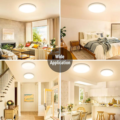 SunRider LED Flush Mount Ceiling Light Fixture, 3000K Warm White, 2400LM, 12 Inch 24W Round Flat Ceiling Lights, 240W Equiv. Panel Lamp, Non-Dimmable