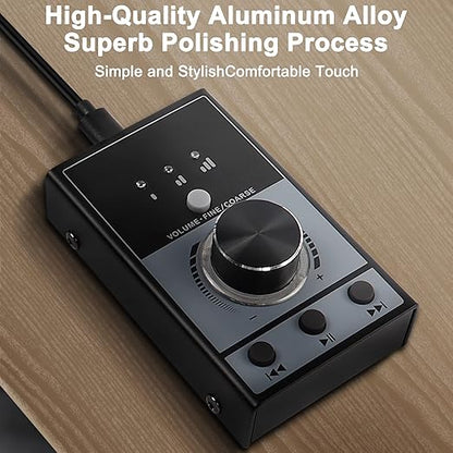 XMSJSIY USB Volume Knob Controller Multimedia Computer Sound Controller with Play/Pause/Back/Forward Function,One-Click Mute for Phone PC Speaker Audio Adjustment