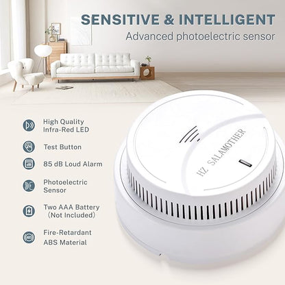 Smoke Detector 3 Pack,Fire Alarms Smoke Detectors with Photoelectric Technology with LED Lndicator and Test Button,Smoke Alarm for Home,Bedroom,Kitchen