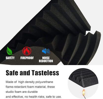 JBER Sound Proof Foam Panels Studio Acoustic Foam Panels, 48 Pack 1" X 12" X 12" Soundproofing Wedges Sound Proof Padding Fireproof Acoustic Treatment for Home Office - Black