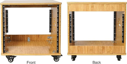 Sound Town DIY 10U Solid Carbonized Bamboo Studio Rack w/ 16" Depth, Ventilation, Rubber Feet, Casters for Recording Room, PA/DJ Pro Audio, Home Audio (STBR-10UW)