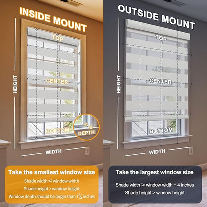 MUSCLEAREA Motorized Blinds with Remote, Cordless Automatic Zebra Shades, Smart Blind for Windows, Grey, 33 x 72