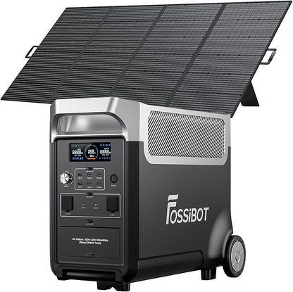 FOSSiBOT 3600W Portable Power Station, 3840Wh Solar Generator with LiFePO4 Battery for Home, Camping, RV, Emergencies (F3600+420w solar panel)