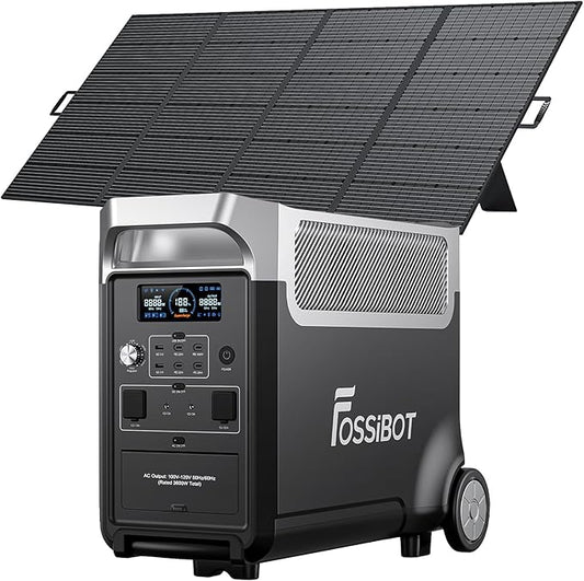 FOSSiBOT 3600W Portable Power Station, 3840Wh Solar Generator with LiFePO4 Battery for Home, Camping, RV, Emergencies (F3600+420w solar panel)