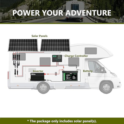 HQST 2pcs 100W 12V Monocrystalline Solar Panel, Up to 25% High Efficiency Module, Waterproof for RVs, Motorhomes, Cabins, Marine, Boat and Any Other Off Grid Applications-Upgrade Version