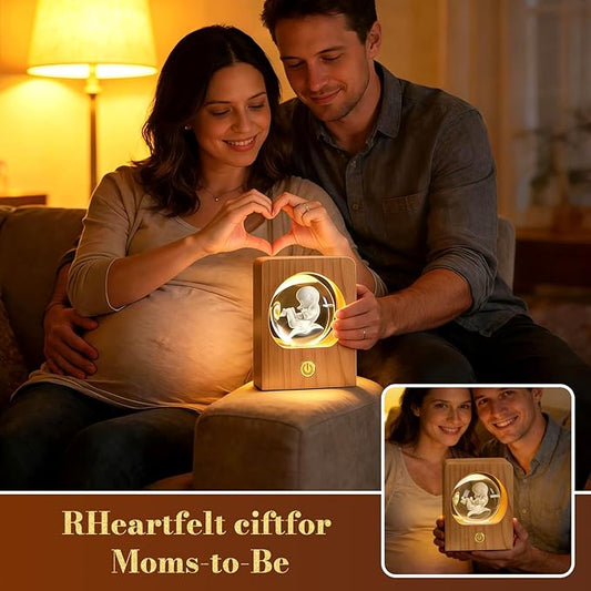 Gloryage Personalized 3D Crystal Photo Lamp – Custom Engraved Memory Ball with Warm LED Light and Wood Base, Ideal Gift for Anniversary, Wedding, Birthday, Valentine's Day, Pet Memorial