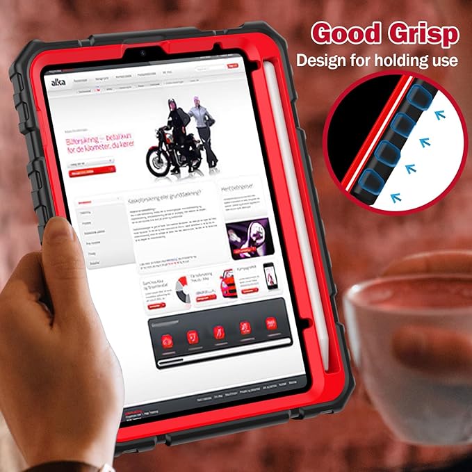 Grifobes Case for iPad Mini 7 (A17 Pro) 2024 / Mini 6 2021 8.3 inch, Heavy Duty Shockproof Rugged Cover with Pencil Holder Stand, for I Pad Mini 7th/6th Gen 8.3" Case for Kids Boys (Black+Red)