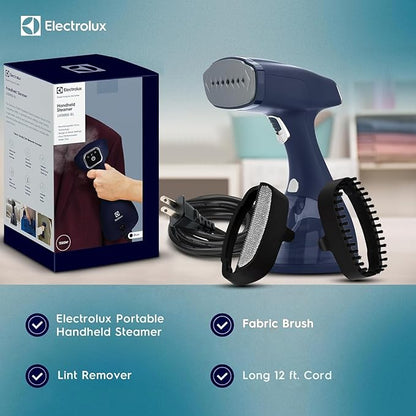 Electrolux Steamer for Clothes, 1500 Watt Portable Handheld Fabric and Garment Steamer with Lint Remover & Fabric Brush, Ultra-Fast Heat Up, 18 Min Continuous Steam for Powerful Wrinkle Remover, Blue