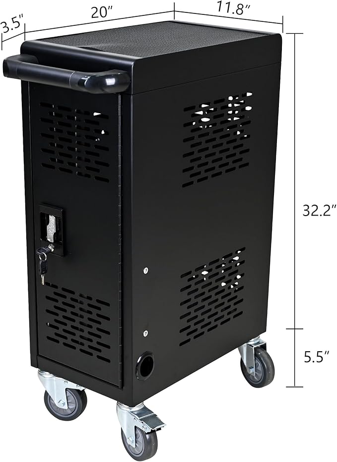 16 Device Mobile Charging Station for Laptops/Tablets/iPads/Chromebooks,16 Bay Lockable Charging Cabinet with Cable Management & Power Strip Included, Laptop & Tablet Storage Carts,Easy Assembly